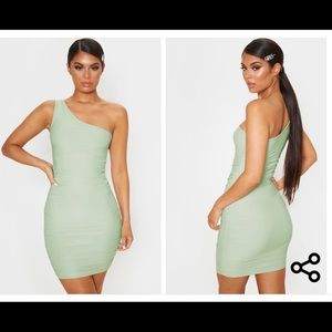 Sage Green One shoulder dress